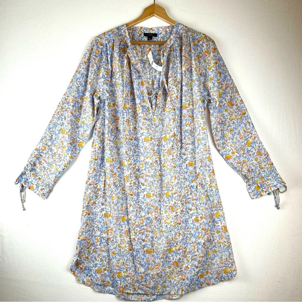 J. Crew Tunic Tie Waist Afternoon Floral Dress Beach Resort NWT